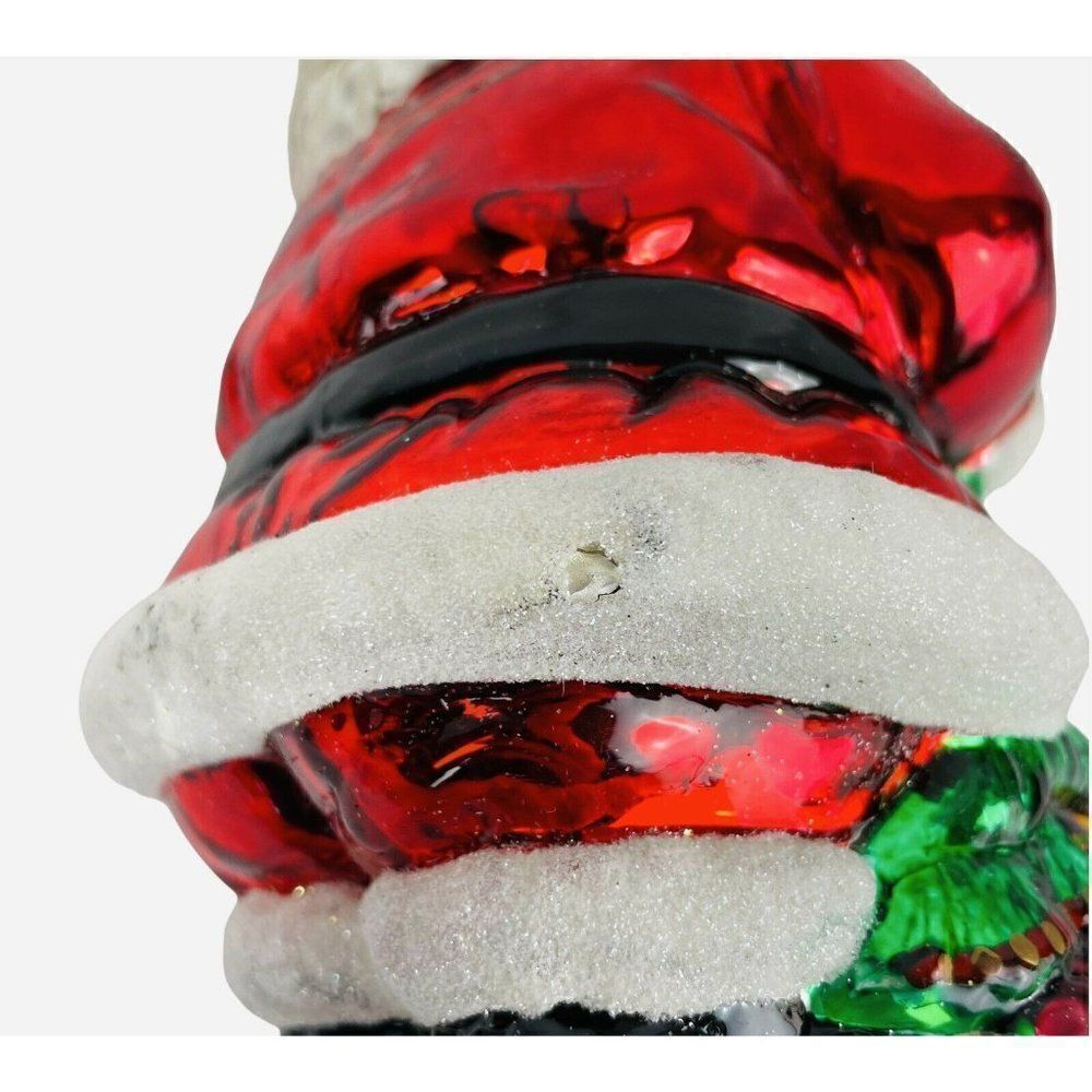 Traditions Blown Glass Christmas Tea Light Candle Holder Set of 3 Santa Snowman - Picture 11 of 12